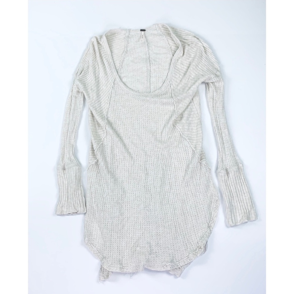 Free People Lightweight Waffle Distressed Sweater
